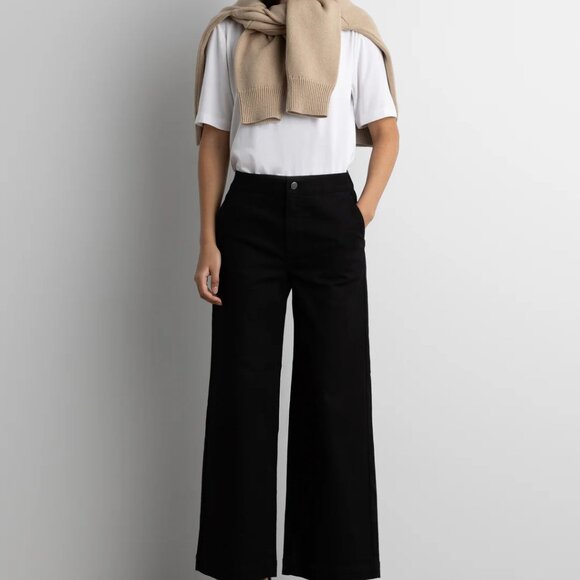 Oak & Fort CROPPED LENGTH TWILL WIDE LEG PANT Size XS - Picture 2 of 7